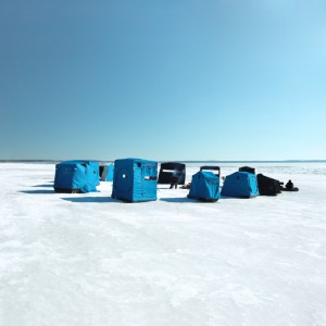 Ice Fishing Shelters on a Lake